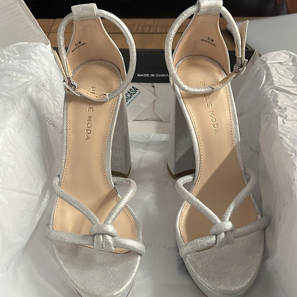 Pelle Moda metallic suede platform heels